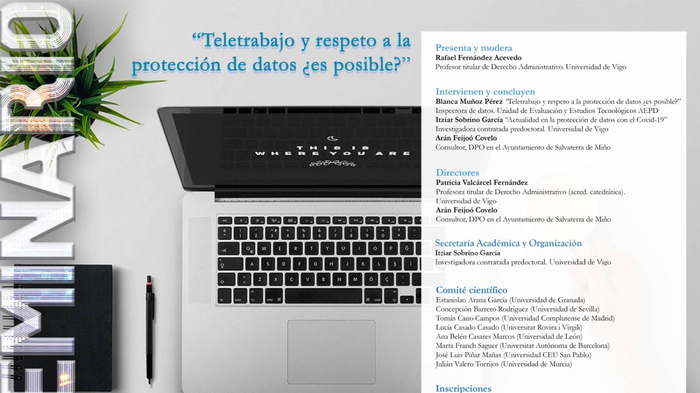Un seminario abordará o respecto á protección de datos no teletraballo e na xeolocalización