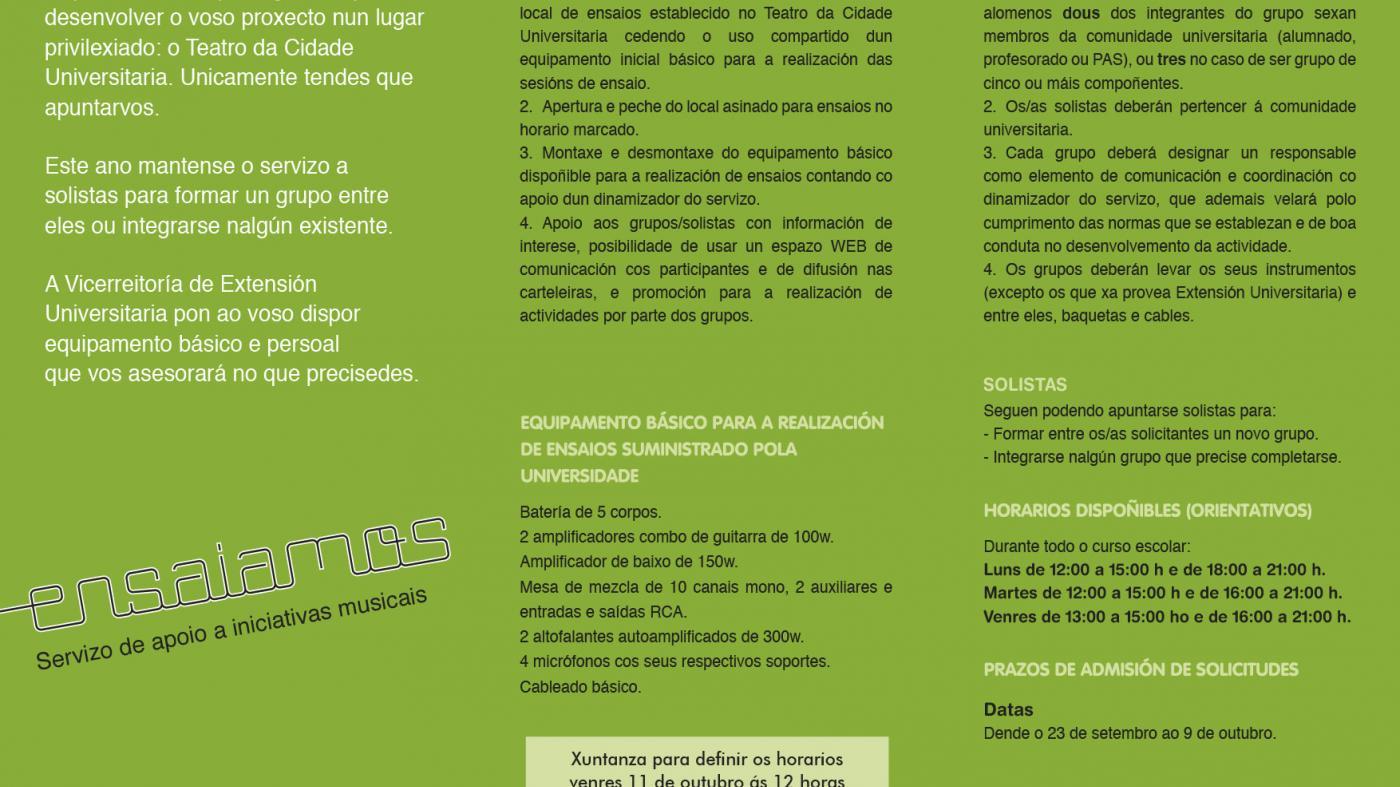 Segunda páxina do tríptico Ensaiamos 2019/2020